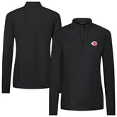 Black Cincinnati Reds Levelwear Women's Upright Insignia 2.0 Quarter-Zip Tri-Blend Top