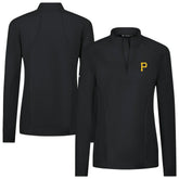 Black Pittsburgh Pirates Levelwear Women's Upright Insignia 2.0 Quarter-Zip Tri-Blend Top