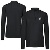Black New York Yankees Levelwear Women's Upright Insignia 2.0 Quarter-Zip Tri-Blend Top