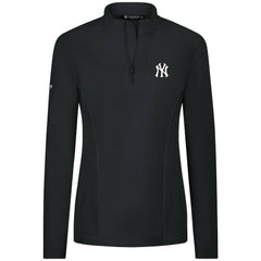 Black New York Yankees Levelwear Women's Upright Insignia 2.0 Quarter-Zip Tri-Blend Top