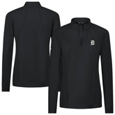 Black Detroit Tigers Levelwear Women's Upright Insignia 2.0 Quarter-Zip Tri-Blend Top