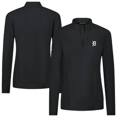 Black Detroit Tigers Levelwear Women's Upright Insignia 2.0 Quarter-Zip Tri-Blend Top