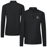 Black Kansas City Royals Levelwear Women's Upright Insignia 2.0 Quarter-Zip Tri-Blend Top
