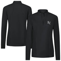 Black Kansas City Royals Levelwear Women's Upright Insignia 2.0 Quarter-Zip Tri-Blend Top