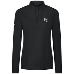 Black Kansas City Royals Levelwear Women's Upright Insignia 2.0 Quarter-Zip Tri-Blend Top