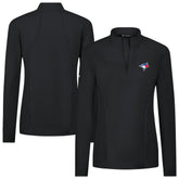 Black Toronto Blue Jays Levelwear Women's Upright Insignia 2.0 Quarter-Zip Tri-Blend Top