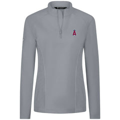 Gray Los Angeles Angels Levelwear Women's Upright Insignia 2.0 Quarter-Zip Tri-Blend Top