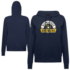 Navy Milwaukee Brewers Levelwear Women's Adorn Banner Arch Hoodie