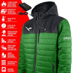 ActionHeat 5V Battery Heated Colorblock Full-Zip Puffer Jacket - Philadelphia Eagles Jackets