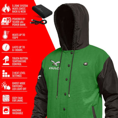ActionHeat 5V Battery Heated Full-Snap Varsity Jacket - Philadelphia Eagles Jackets