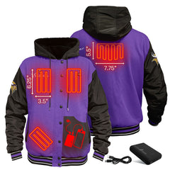 ActionHeat 5V Battery Heated Full-Snap Varsity Jacket - Minnesota Vikings Jackets