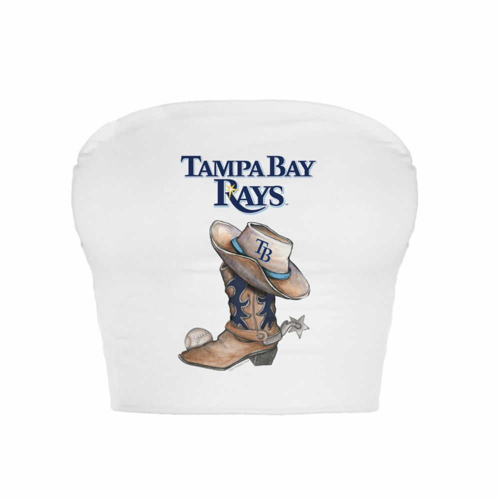White Tampa Bay Rays Tiny Turnip Women's Cowboy Boot Crop Tube Top