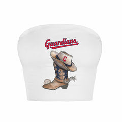 White Cleveland Guardians Tiny Turnip Women's Cowboy Boot Crop Tube Top