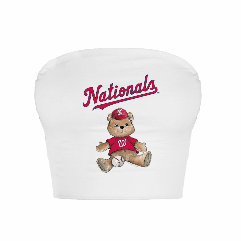 White Washington Nationals Tiny Turnip Women's Teddy Bear Crop Tube Top