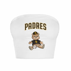 White San Diego Padres Tiny Turnip Women's Teddy Bear Crop Tube Top