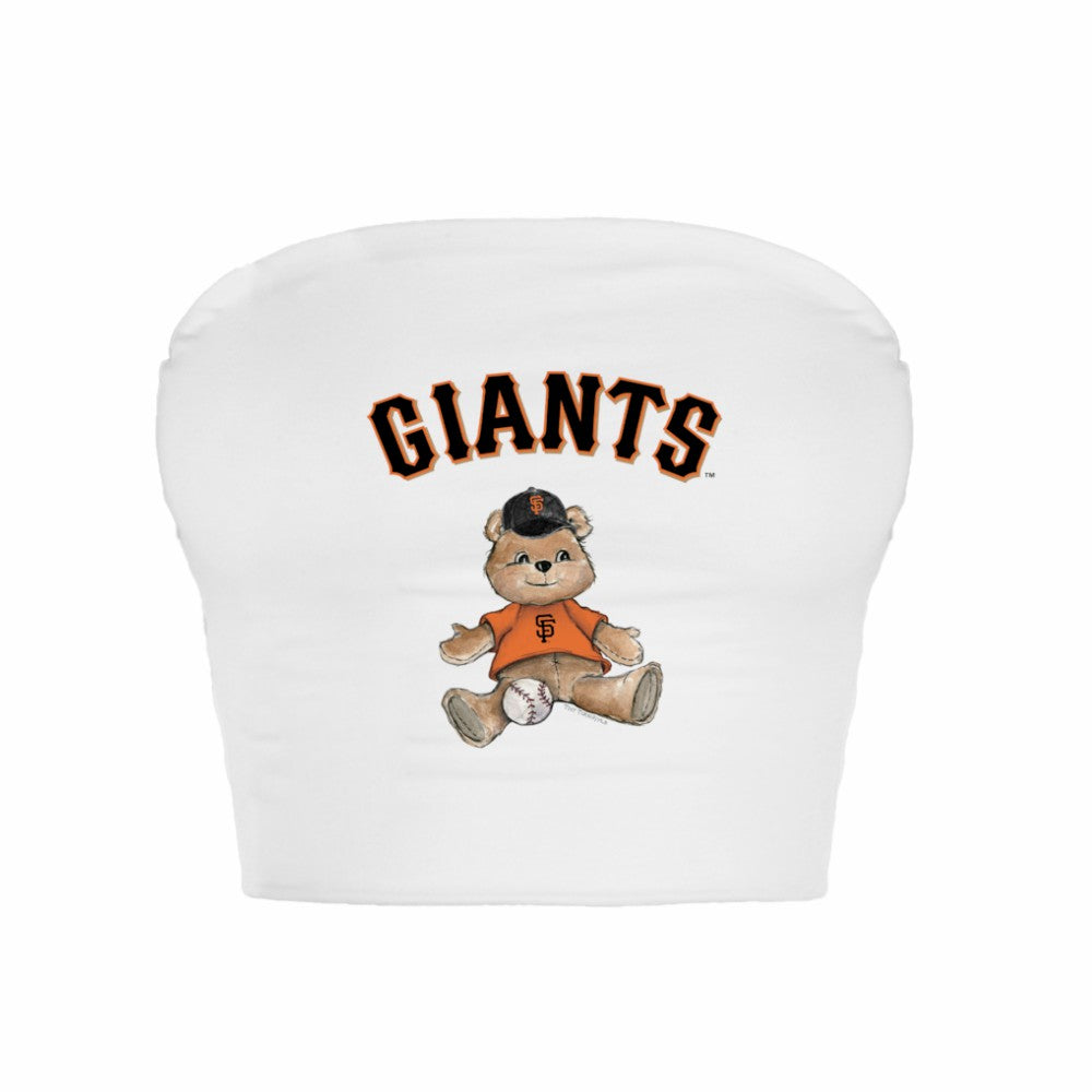 White San Francisco Giants Tiny Turnip Women's Teddy Bear Crop Tube Top