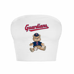 White Cleveland Guardians Tiny Turnip Women's Teddy Bear Crop Tube Top