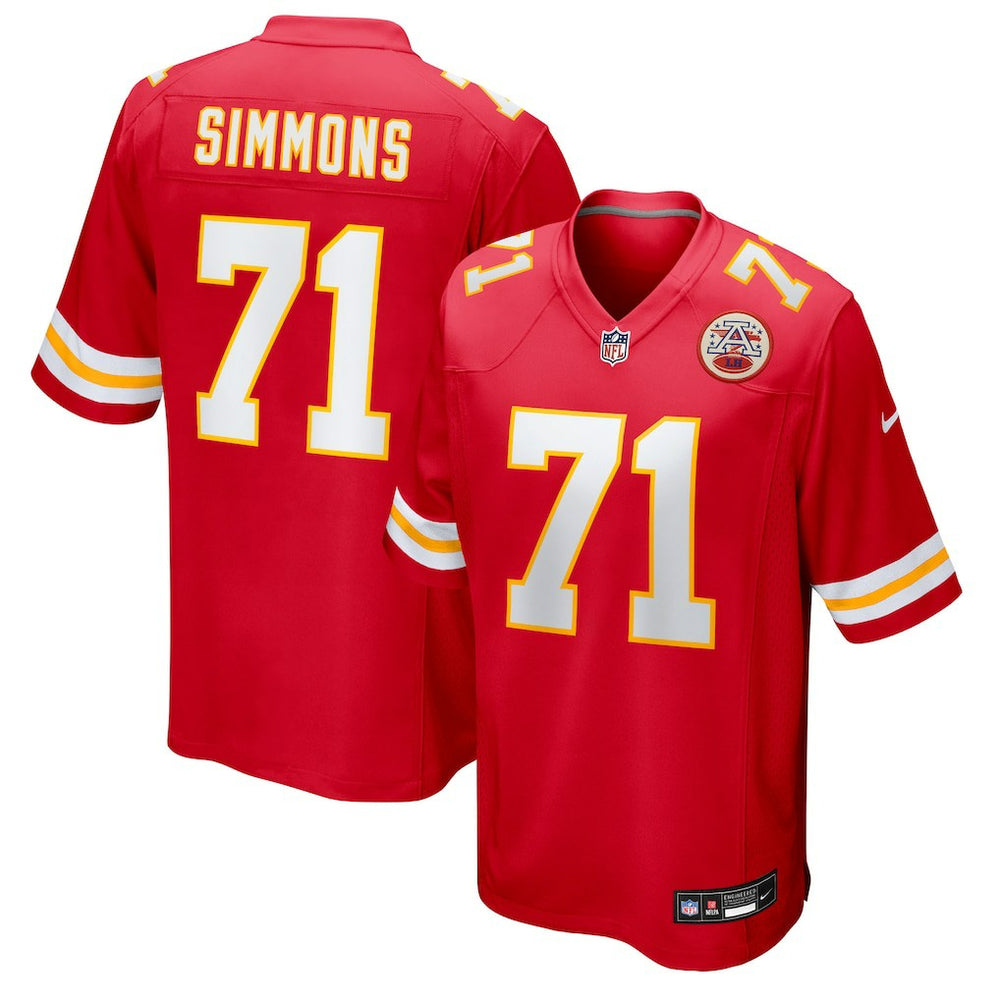 Josh Simmons Team Game Jersey - Kansas City Chiefs Jerseys