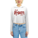 Patrick Mahomes Majestic Threads Women's Glitter Wordmark Hoodie - Kansas City Chiefs Hoodies