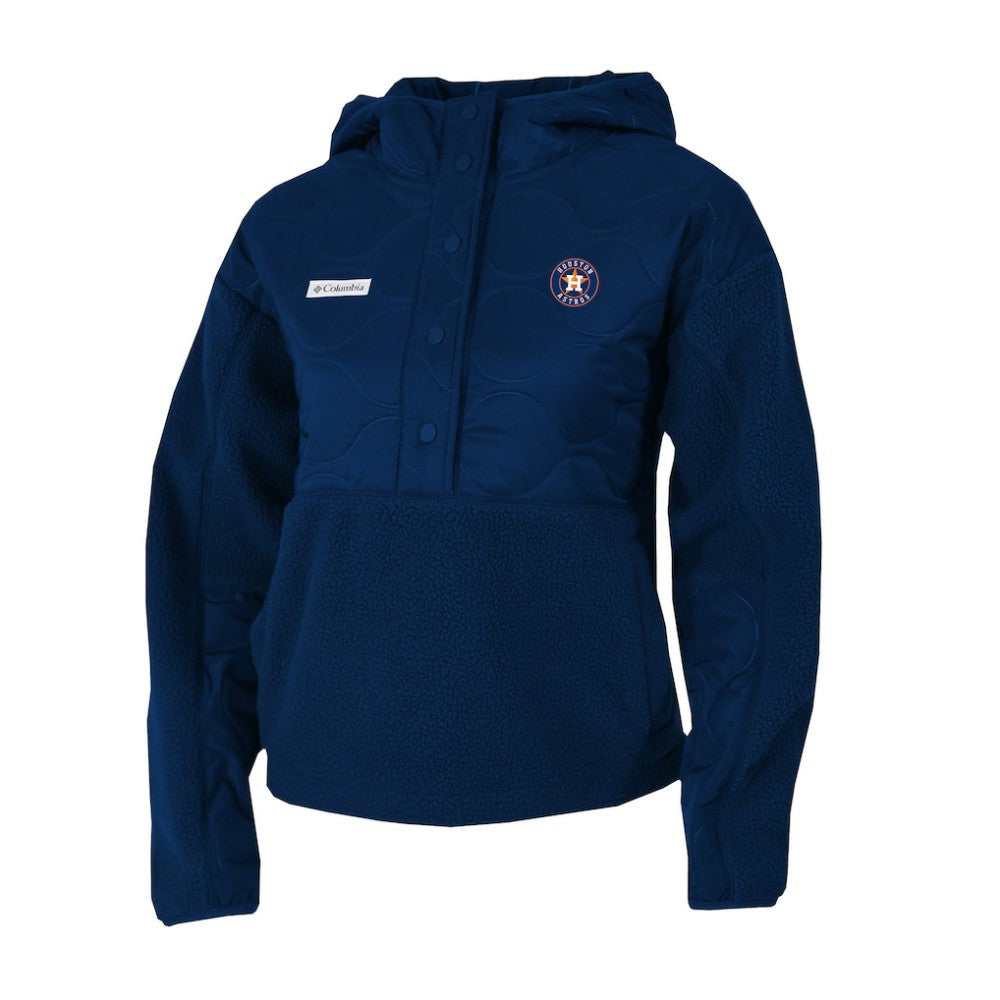 Navy Houston Astros Columbia Women's Cloud Point Hooded Fleece Half-Snap Pullover Jacket