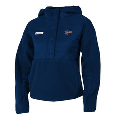 Navy Detroit Tigers Columbia Women's Cloud Point Hooded Fleece Half-Snap Pullover Jacket