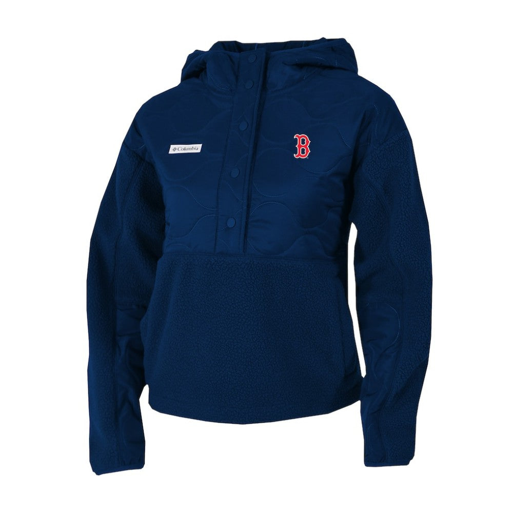 Navy Boston Red Sox Columbia Women's Cloud Point Hooded Fleece Half-Snap Pullover Jacket