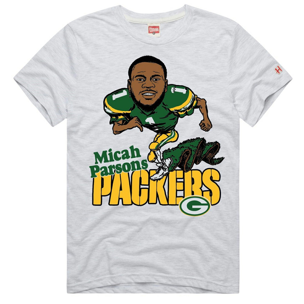 Micah Parsons Homage Unisex Caricature Player Graphic Tri-Blend T-Shirt - Green Bay Packers T-shirts
