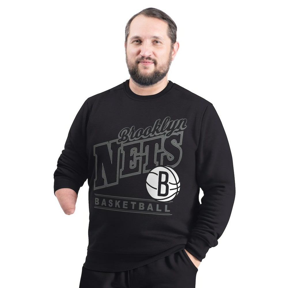 Brooklyn Nets G-III Sports by Carl Banks Adaptive Headliner Fleece Crewneck Sweatshirt