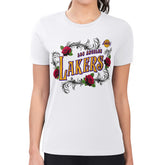 Los Angeles Lakers G-III 4Her by Carl Banks Women's Super-Slim Fit Lightweight Roses Crew Neck T-Shirt