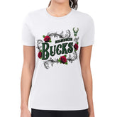 Milwaukee Bucks G-III 4Her by Carl Banks Women's Super-Slim Fit Lightweight Roses Crew Neck T-Shirt