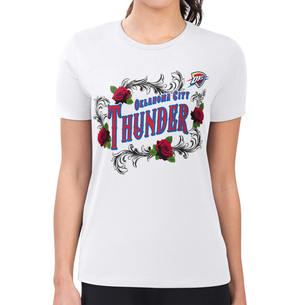 Oklahoma City Thunder G-III 4Her by Carl Banks Women's Super-Slim Fit Lightweight Roses Crew Neck T-Shirt
