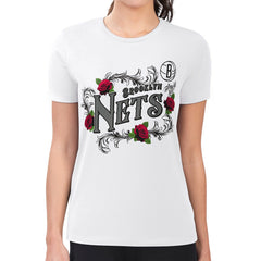 Brooklyn Nets G-III 4Her by Carl Banks Women's Super-Slim Fit Lightweight Roses Crew Neck T-Shirt