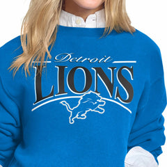 Starter Women's Arch Stripe Fleece Crewneck Sweatshirt - Detroit Lions Sweatshirts