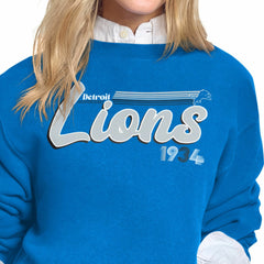 Starter Women's Groovy Script Fleece Crewneck Sweatshirt - Detroit Lions Sweatshirts