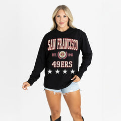 Gameday Couture Women's Oversized Everyday Star Long Sleeve T-Shirt - San Francisco 49ers T-shirts