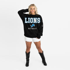 Gameday Couture Women's Oversized Level Up Black Label Premium Fleece Sweatshirt - Detroit Lions Sweatshirts