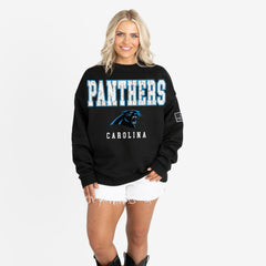 Gameday Couture Women's Oversized Level Up Black Label Premium Fleece Sweatshirt - Carolina Panthers Sweatshirts