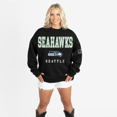 Gameday Couture Women's Oversized Level Up Black Label Premium Fleece Sweatshirt - Seattle Seahawks Sweatshirts