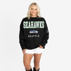 Gameday Couture Women's Oversized Level Up Black Label Premium Fleece Sweatshirt - Seattle Seahawks Sweatshirts