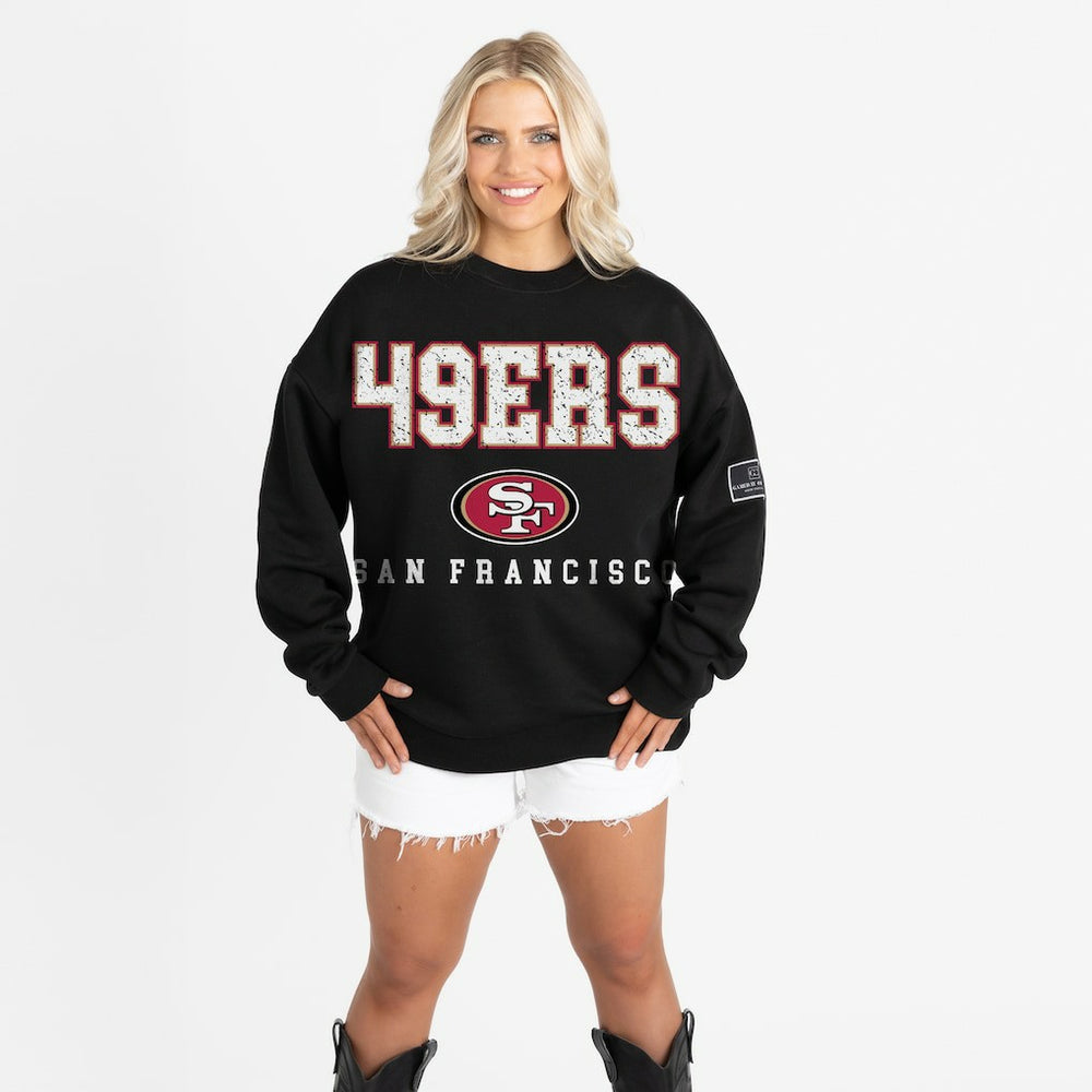 Gameday Couture Women's Oversized Level Up Black Label Premium Fleece Sweatshirt - San Francisco 49ers Sweatshirts