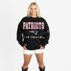 Gameday Couture Women's Oversized Level Up Black Label Premium Fleece Sweatshirt - New England Patriots Sweatshirts