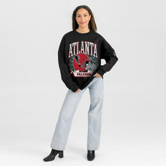 Gameday Couture Women's Oversized Victory Lane Black Label Premium Fleece Sweatshirt - Atlanta Falcons Sweatshirts