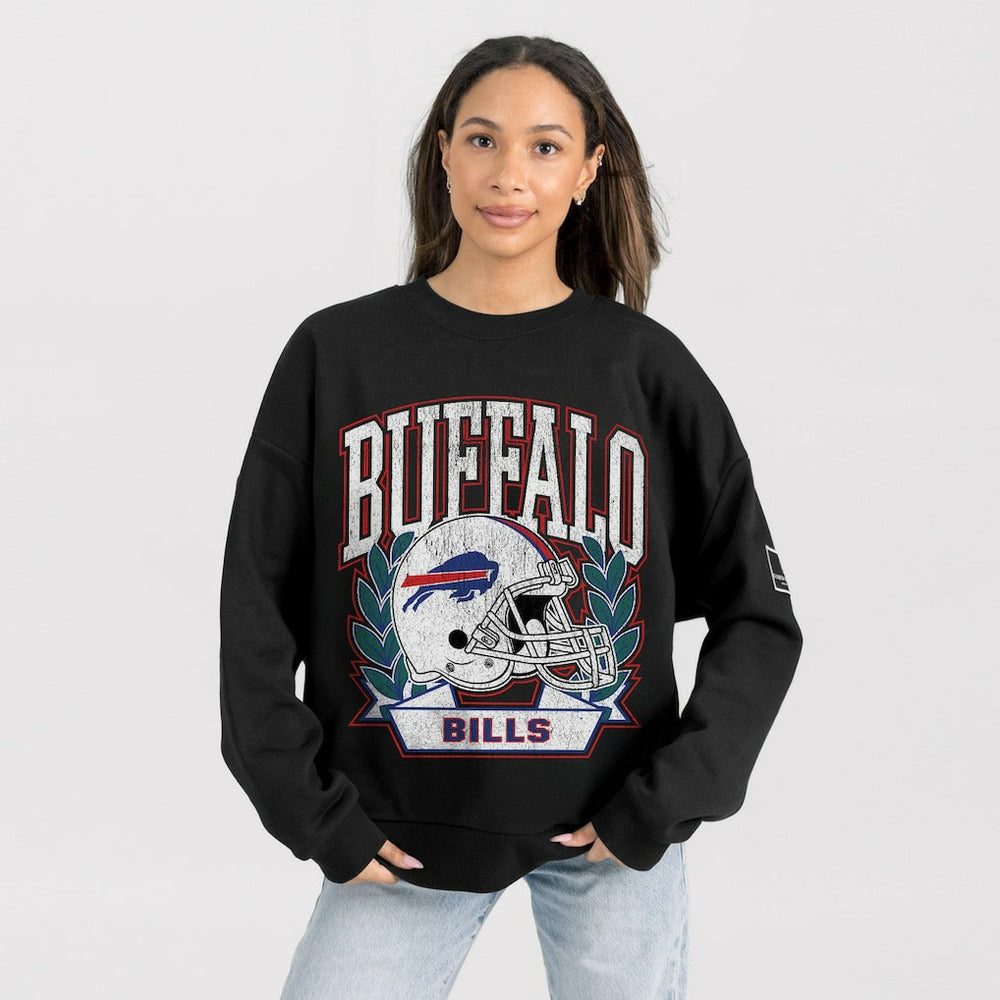 Gameday Couture Women's Oversized Victory Lane Black Label Premium Fleece Sweatshirt - Buffalo Bills Sweatshirts