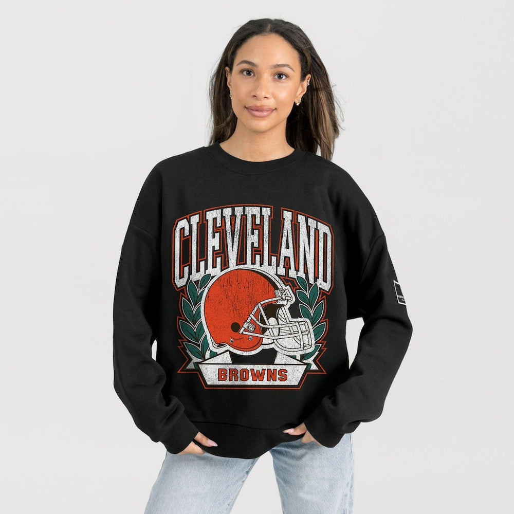 Gameday Couture Women's Oversized Victory Lane Black Label Premium Fleece Sweatshirt - Cleveland Browns Sweatshirts