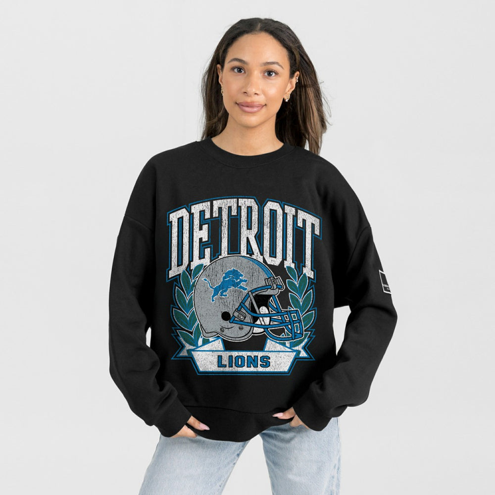 Gameday Couture Women's Oversized Victory Lane Black Label Premium Fleece Sweatshirt - Detroit Lions Sweatshirts