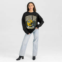 Gameday Couture Women's Oversized Victory Lane Black Label Premium Fleece Sweatshirt - Green Bay Packers Sweatshirts