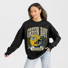 Gameday Couture Women's Oversized Victory Lane Black Label Premium Fleece Sweatshirt - Green Bay Packers Sweatshirts
