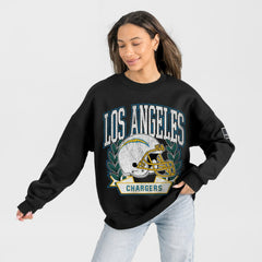 Gameday Couture Women's Oversized Victory Lane Black Label Premium Fleece Sweatshirt - Los Angeles Chargers Sweatshirts