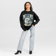Gameday Couture Women's Oversized Victory Lane Black Label Premium Fleece Sweatshirt - Miami Dolphins Sweatshirts