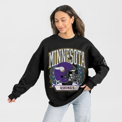 Gameday Couture Women's Oversized Victory Lane Black Label Premium Fleece Sweatshirt - Minnesota Vikings Sweatshirts